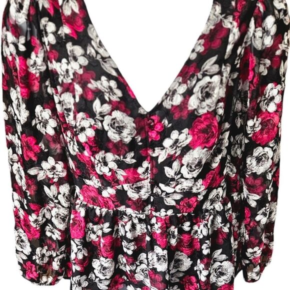 TORRID PeplumβChiffon Blouson Sleeve Floral V- Neck Top Plus Size 2X - Picture 9 of 16